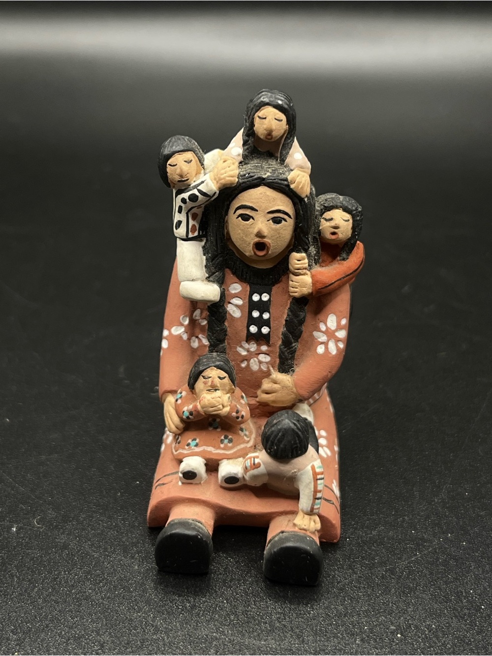 Pueblo Handcrafted Terracotta Storyteller Mother and Children Figurine